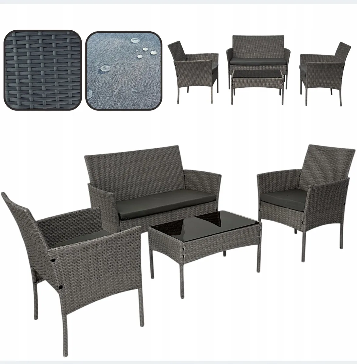 GARDEN FURNITURE RATTAN GREY - Image 4