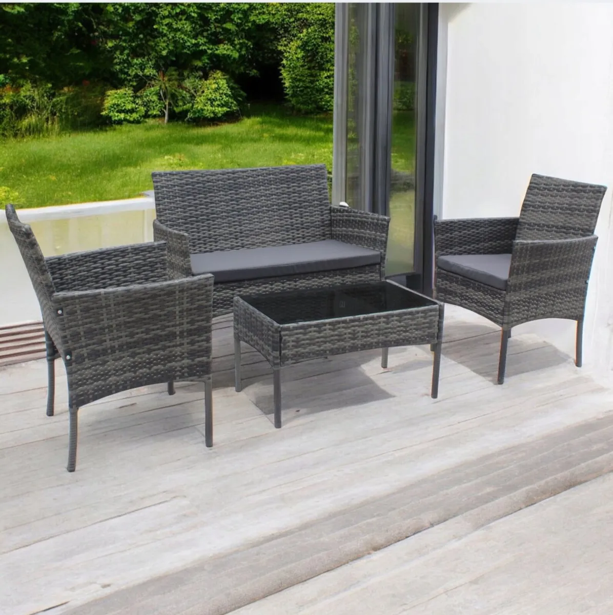 GARDEN FURNITURE RATTAN GREY - Image 1