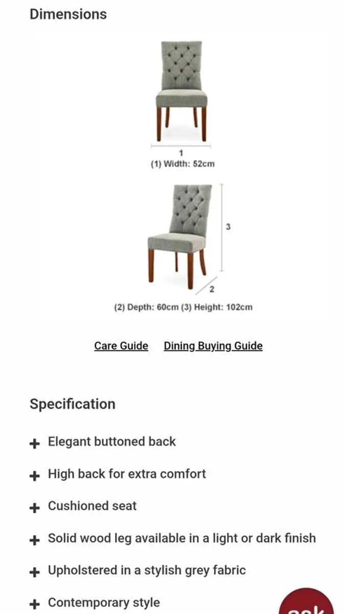 2 Dining Room Chairs - Image 2