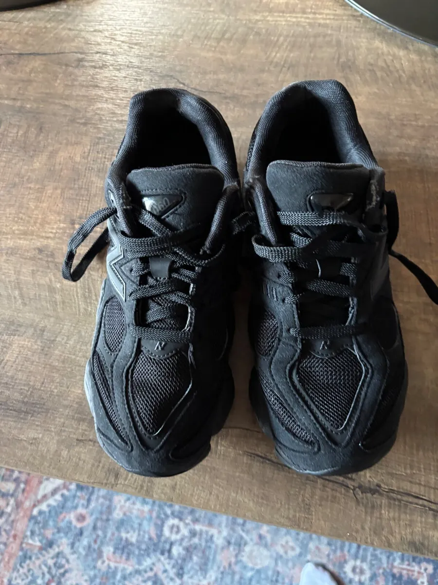 Trainers: New Balance 9060 Triple Black Suede - Image 1