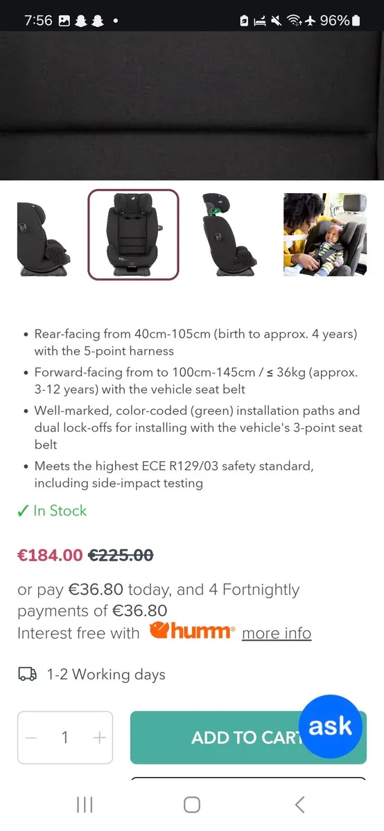 Joie  Car seat - Every Stages R129 0+1/2/3 - Image 4