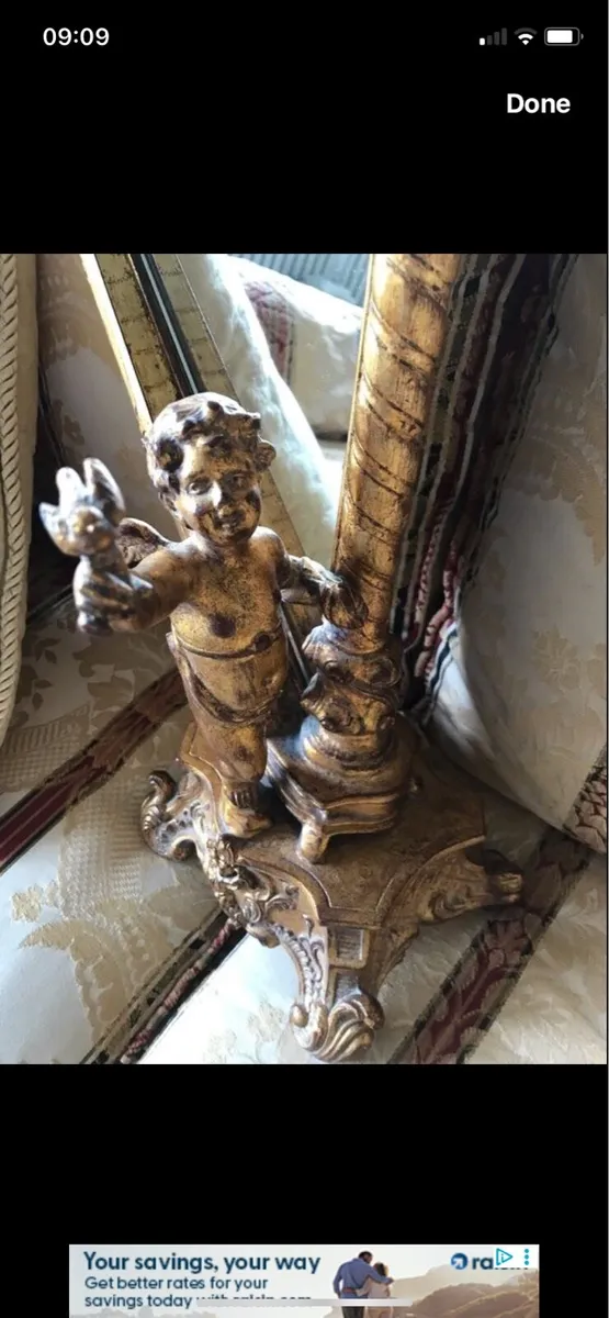 Antique Harp Shaped Tabletop Mirror - Image 4
