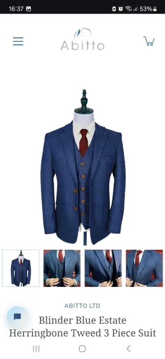 Mens 3 piece Suits - 4 x Grooms Party matching Tweed Suits (Abitto) - Image 1
