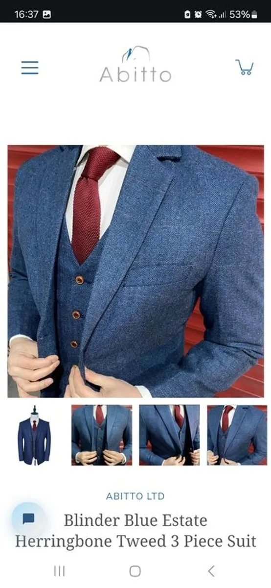 Mens 3 piece Suits - 4 x Grooms Party matching Tweed Suits (Abitto) - Image 2
