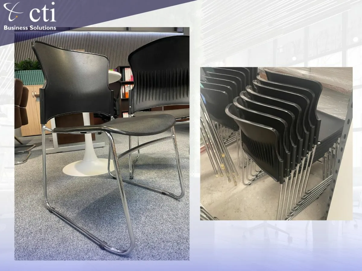 15 x Black Canteen Cantilever Chairs - Grade A - Image 1
