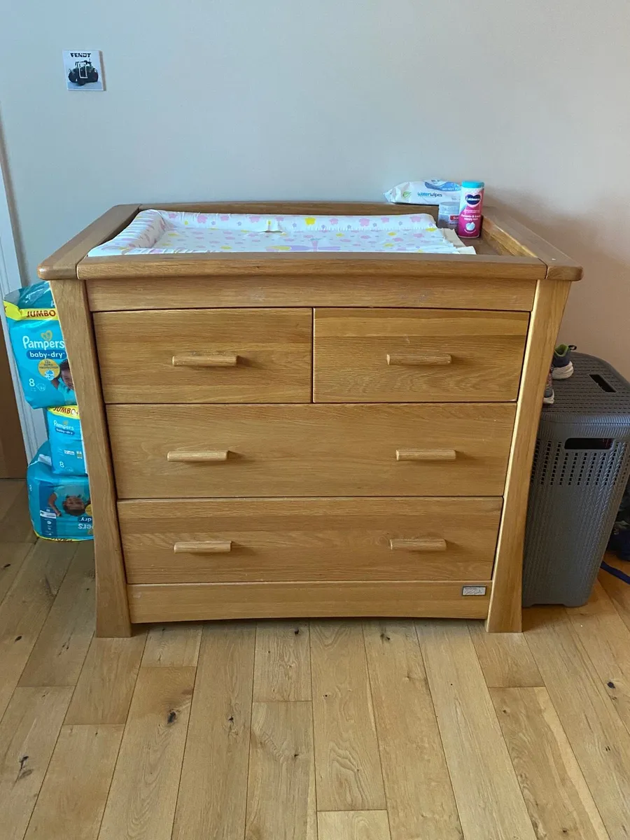 Solid Oak Cot, Changing Unit and wardrobe - Image 2
