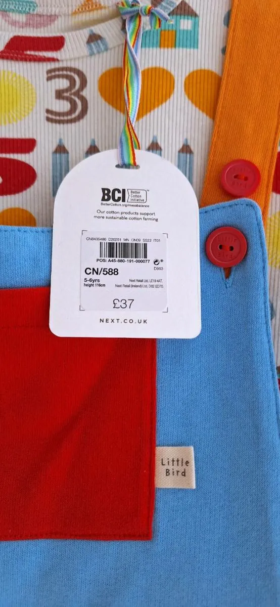 New Boys Dungarees & Top set Cotton 5/6 Y - Image 3