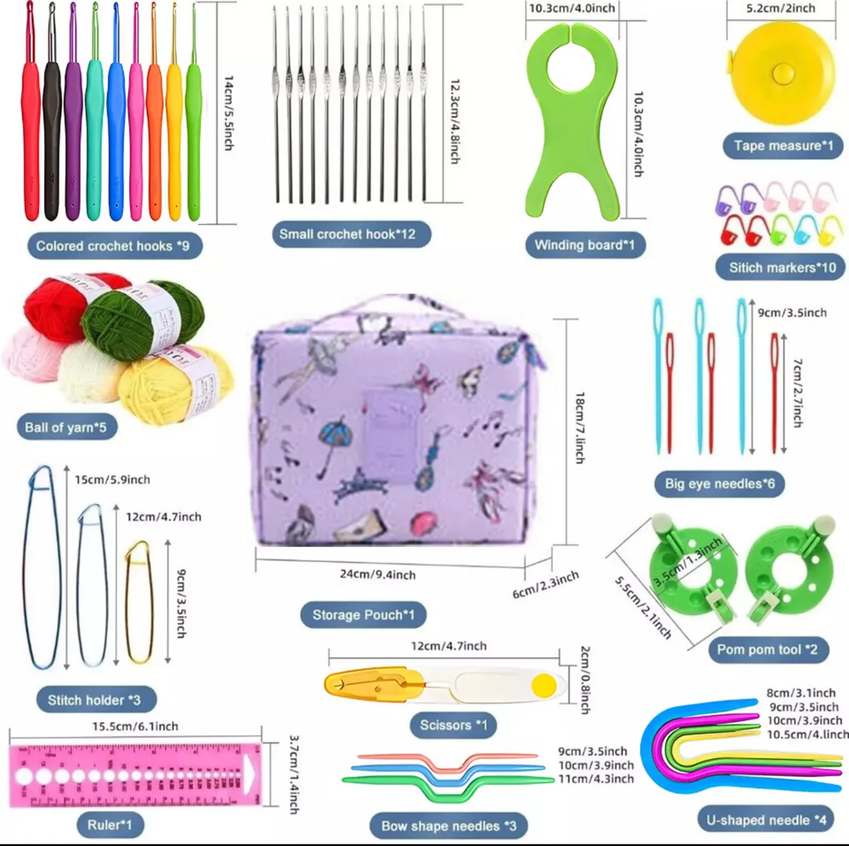 Beginner’s Crochet Kit Ergonomic Set • 109PCS - Image 3