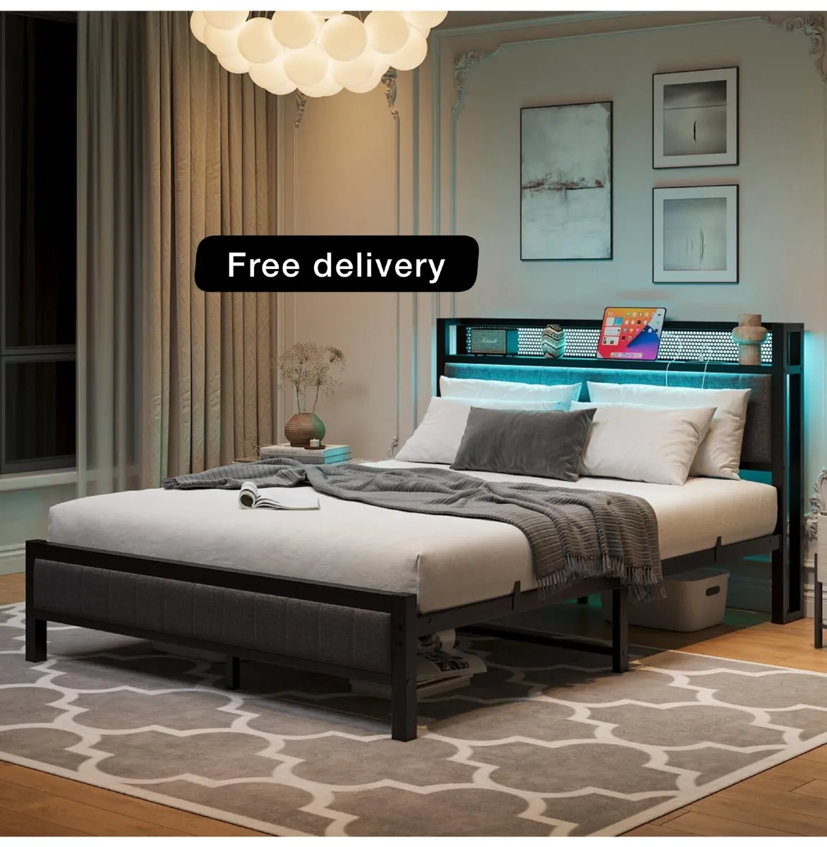 Kingsize with Charging Station USB Ports and LED L - Image 1