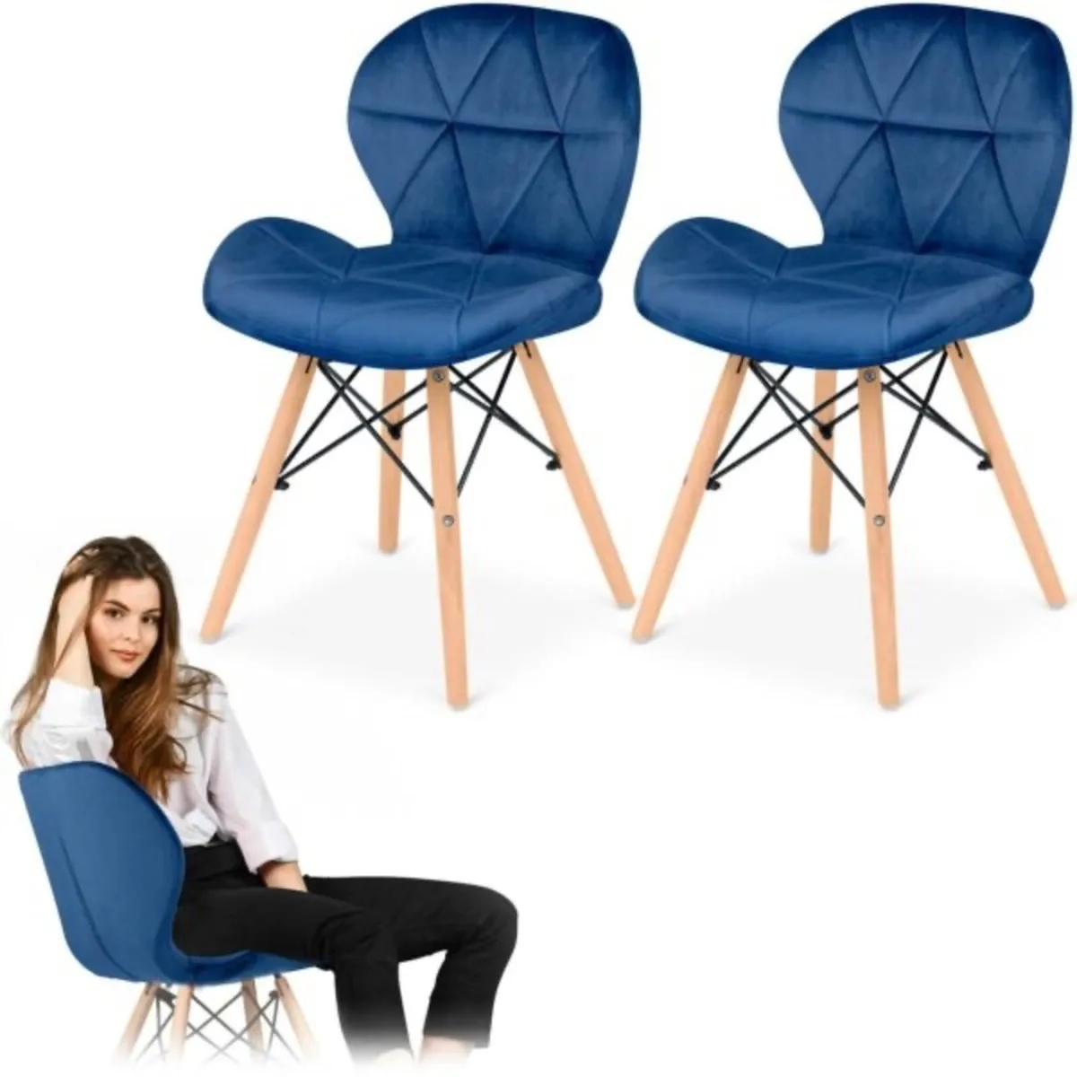 SET OF CHAIRS, velvet chair, UPHOLSTERY CHAIR, dar - Image 3