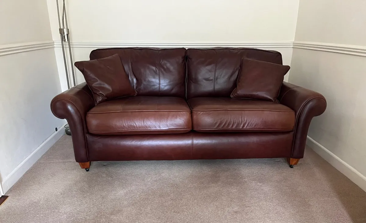 Brown Leather Sofa / Couch - Image 1