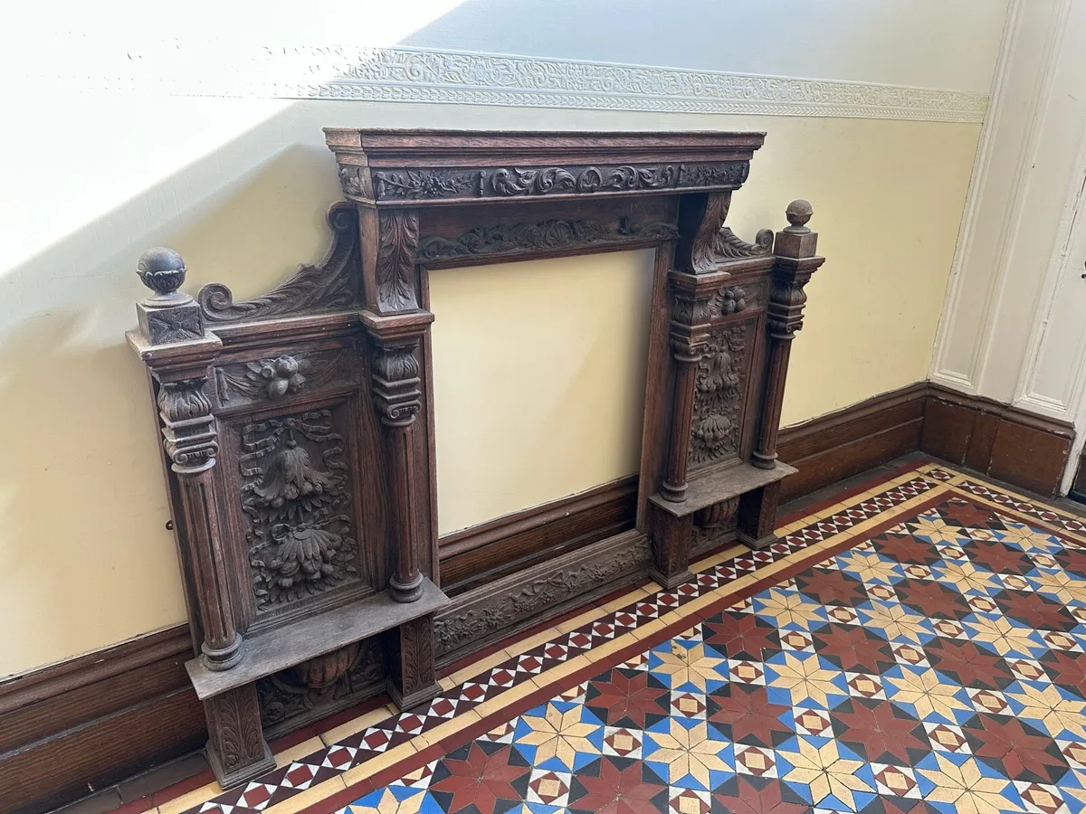 Rare solid oak over mantle - Image 1