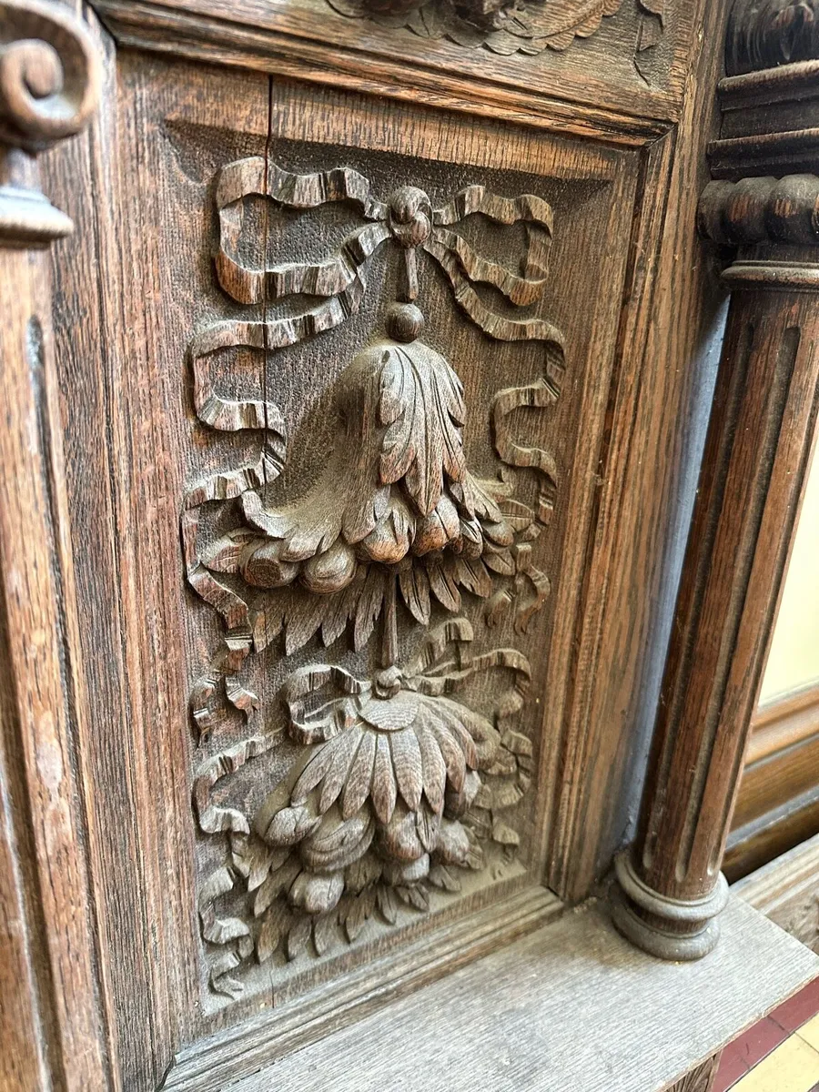 Rare solid oak over mantle - Image 2