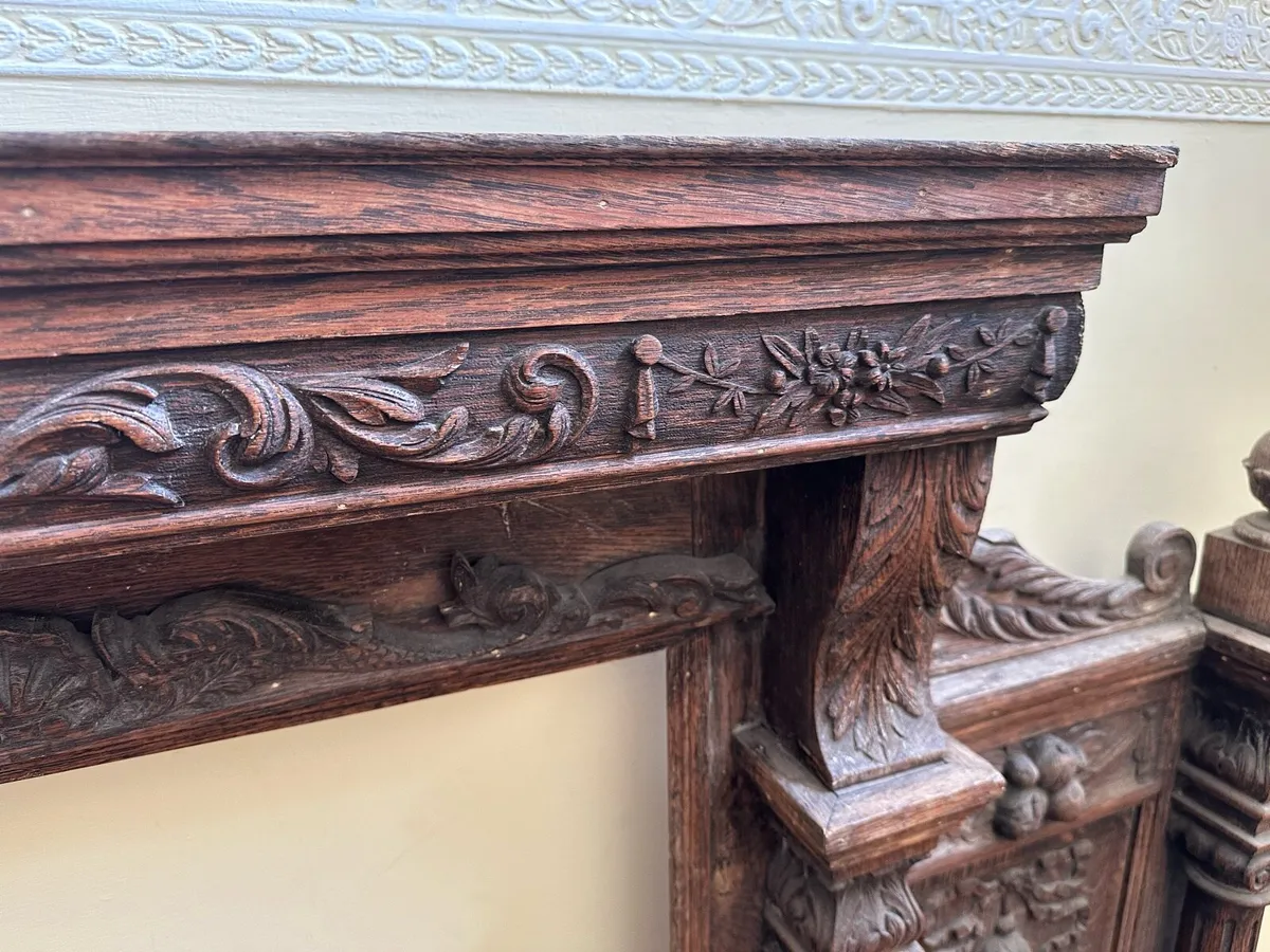 Rare solid oak over mantle - Image 3