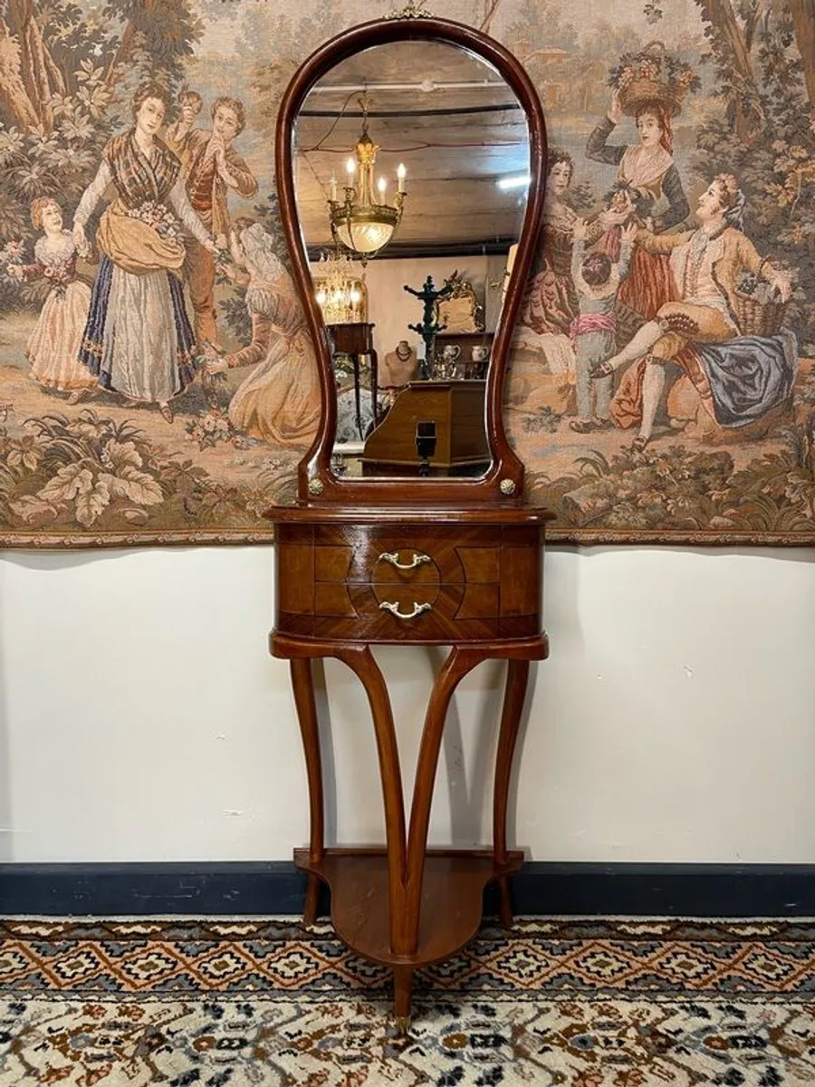 A Lovely Art Nouveau Style Console or Side Table w. Mirror. - Image 1