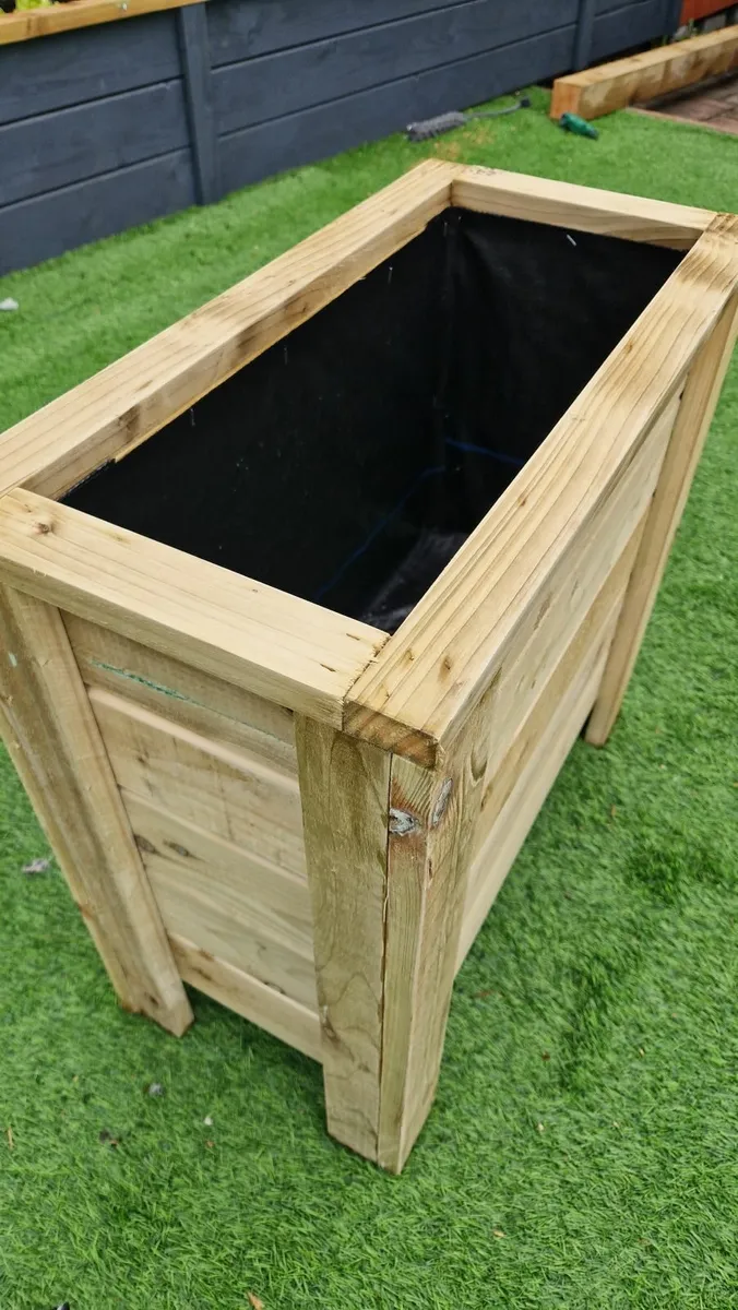 Small Narrow Wooden Planter - Image 1
