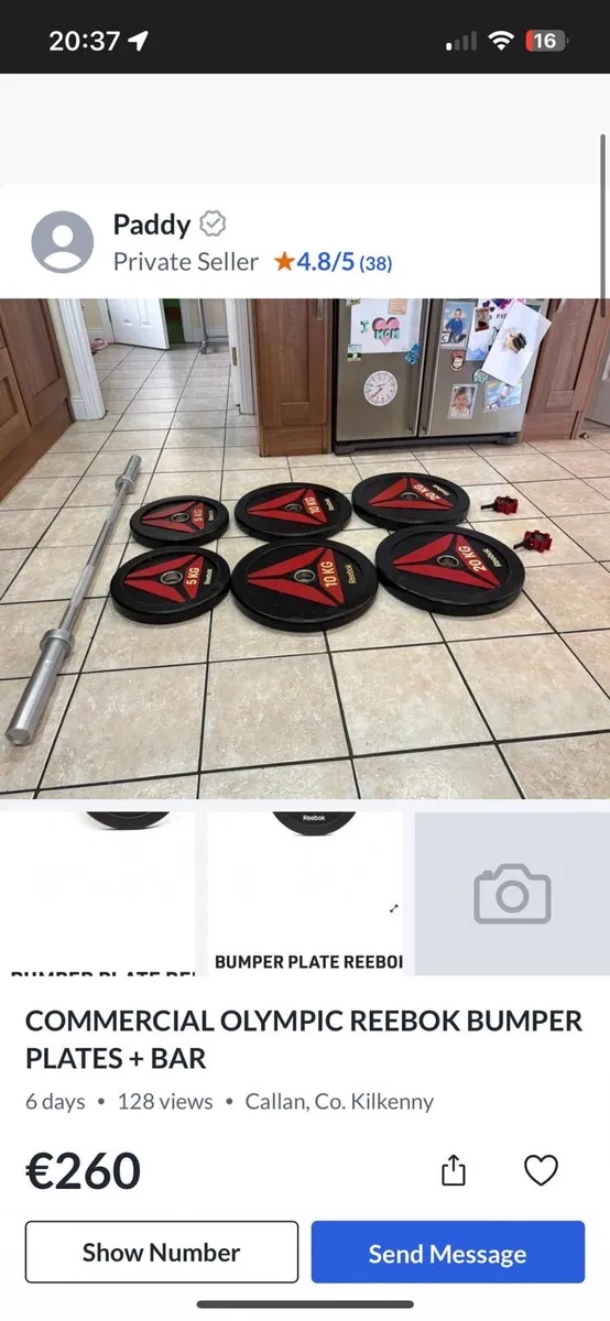 CHEAP RARE REEBOK THIN OLYMPIC PLATES  + BAR! - Image 2