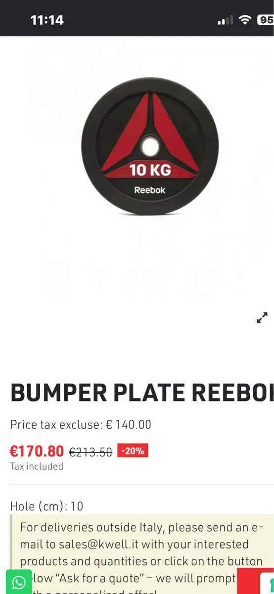 CHEAP RARE REEBOK THIN OLYMPIC PLATES  + BAR! - Image 3