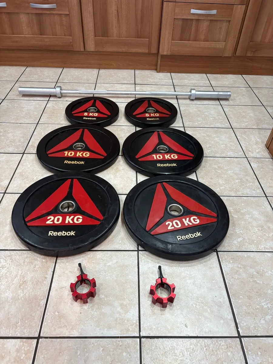 CHEAP RARE REEBOK THIN OLYMPIC PLATES  + BAR! - Image 4