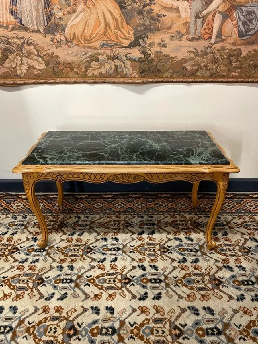 Beautiful Vintage French Marble Top Coffee Table. - Image 1