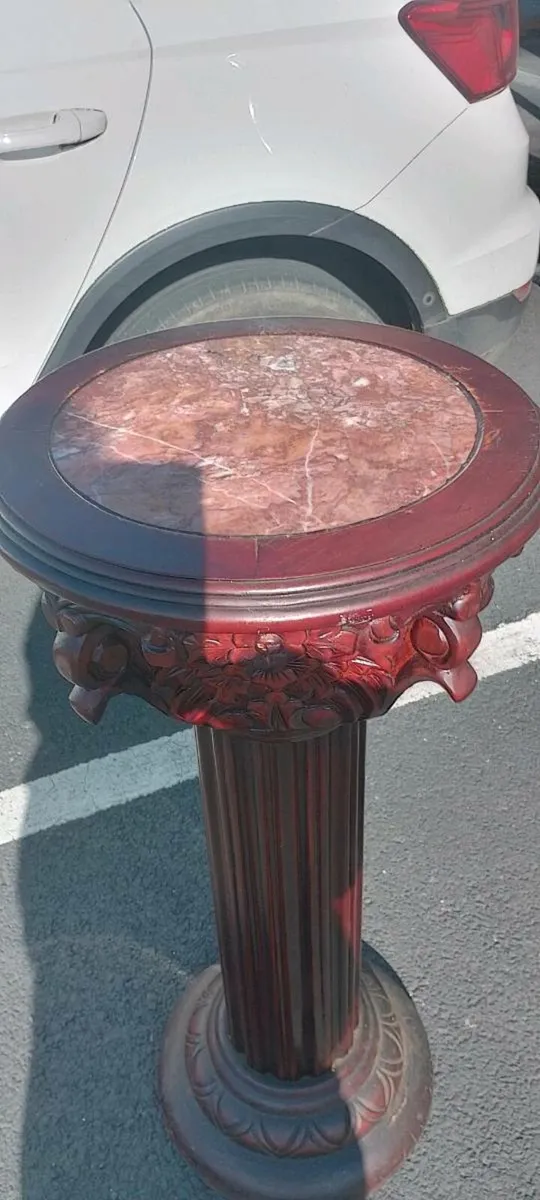 Decorative Mahogany And Marble Plant Stand - Image 3