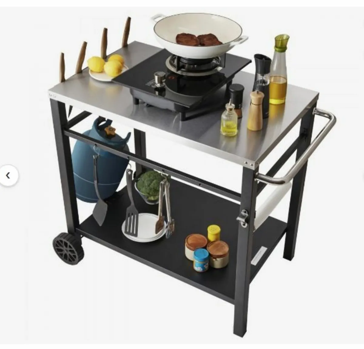 Outdoor Grill Dining Cart with Double-Shelf, BBQ - Image 1