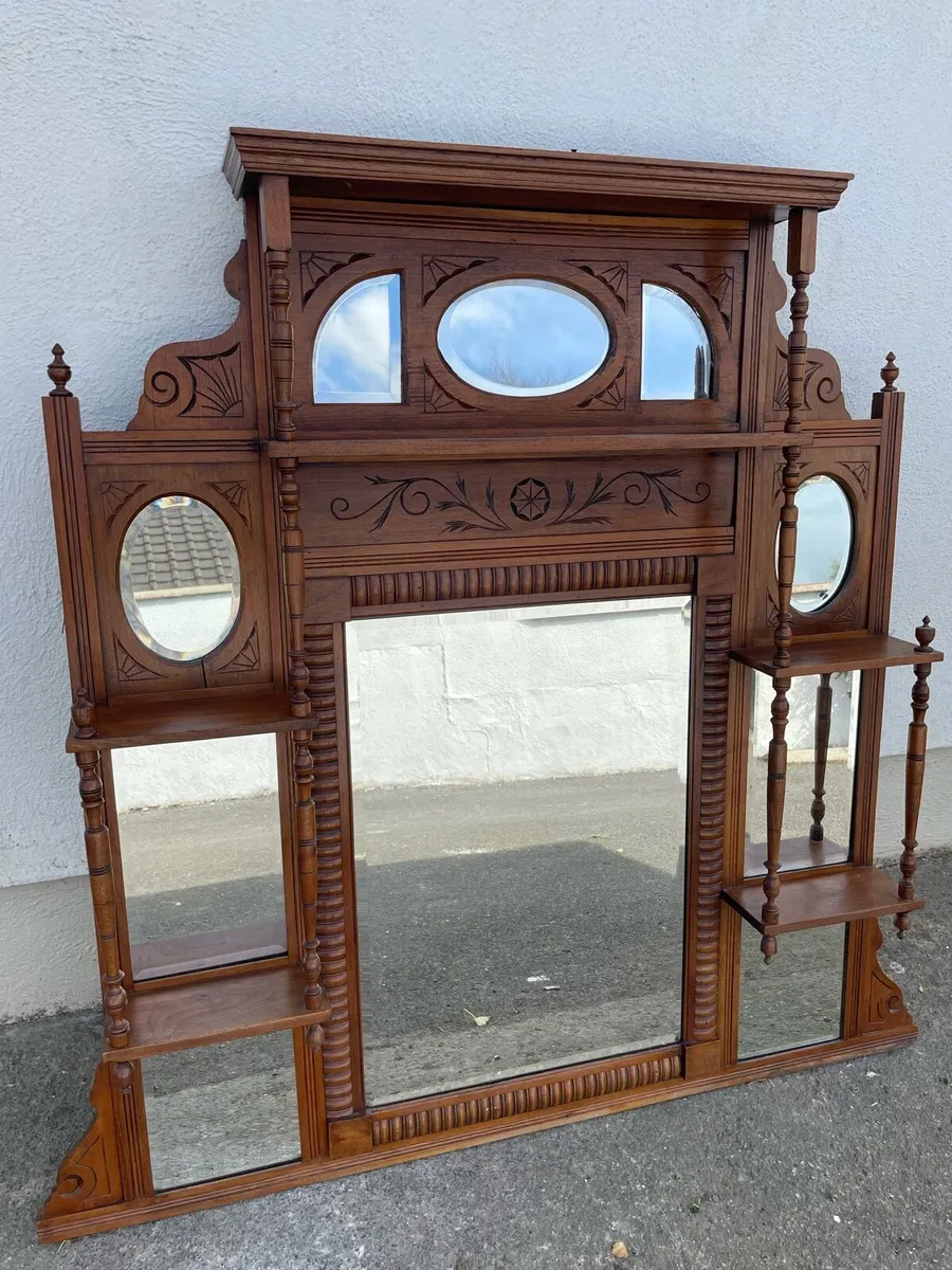 Edwardian oak over mantle - Image 1