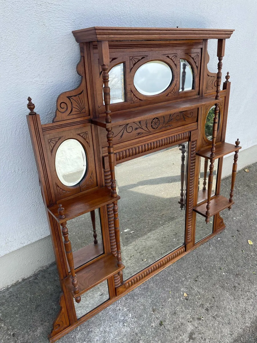 Edwardian oak over mantle - Image 2