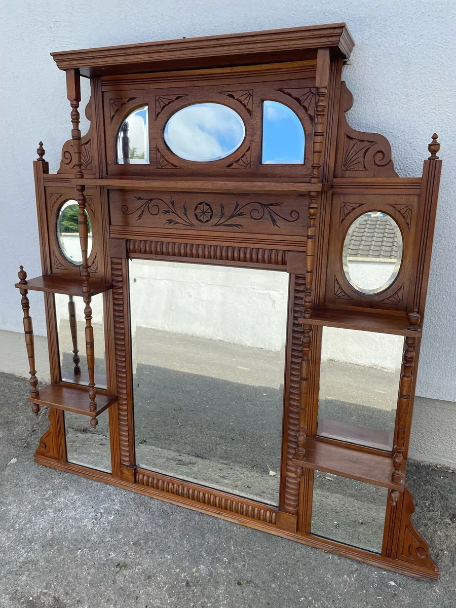 Edwardian oak over mantle - Image 3