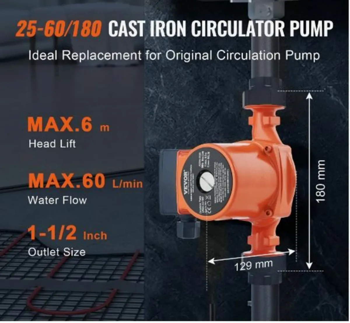 Hot Water Circulation Pump Cast Iron - Image 3