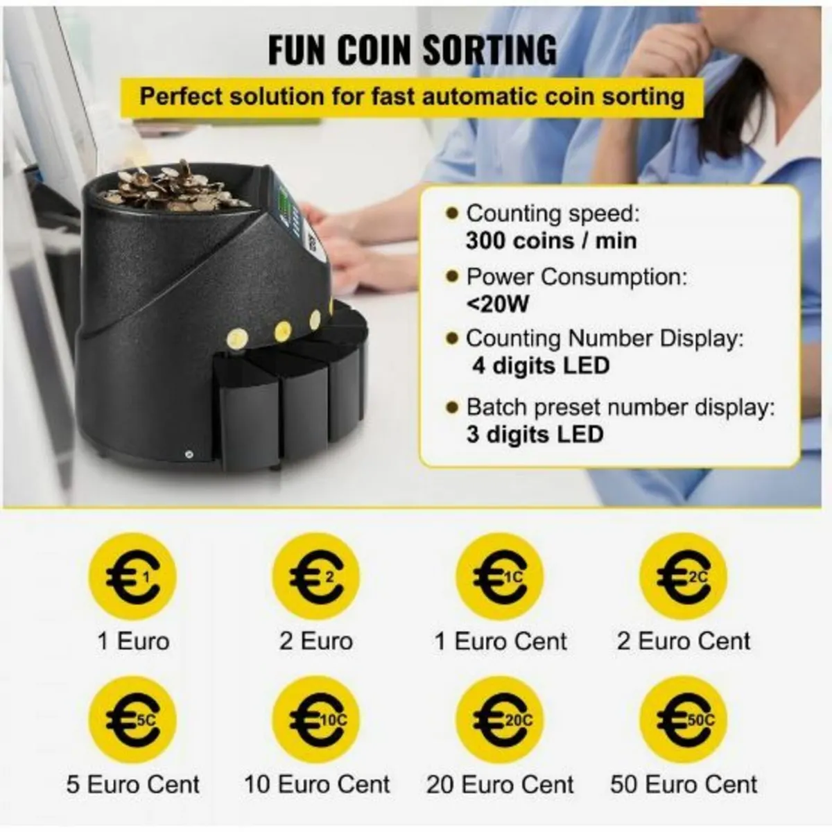 Euro Coin Counter Sorter 500-1000 Coins - Image 2