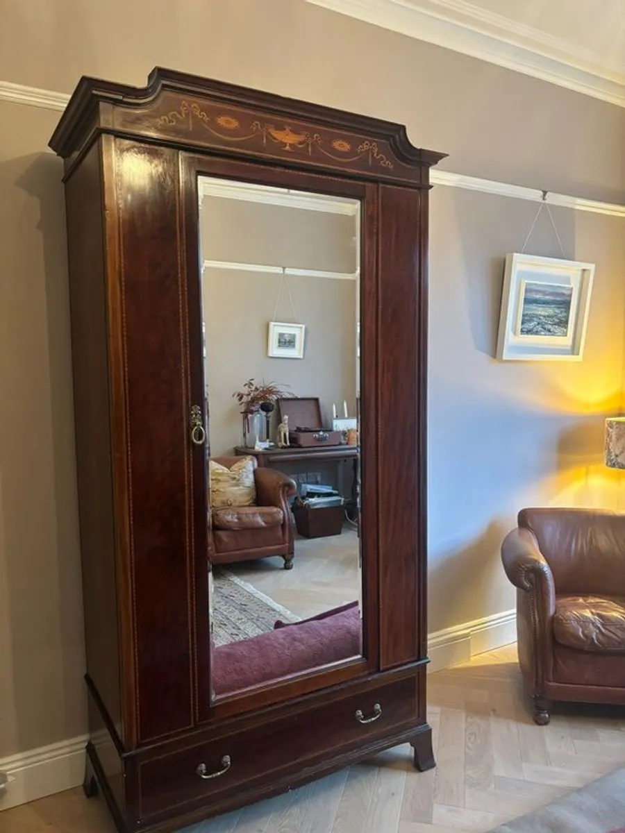 Edwardian Mahogany Wardrobe - Image 1