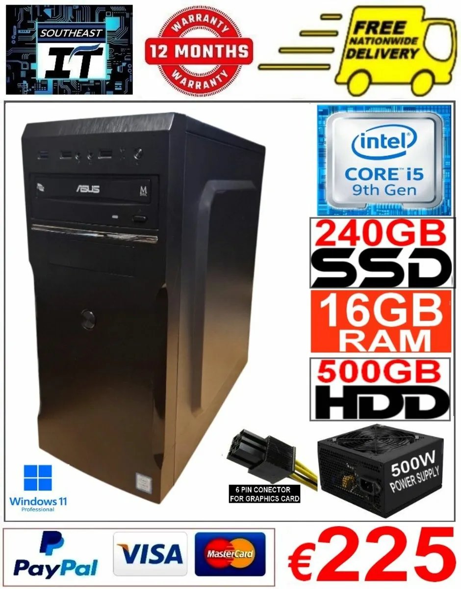 ASUS i5 9th Gen PC 16GB RAM 240GB SSD 500gb win 11 - Image 1