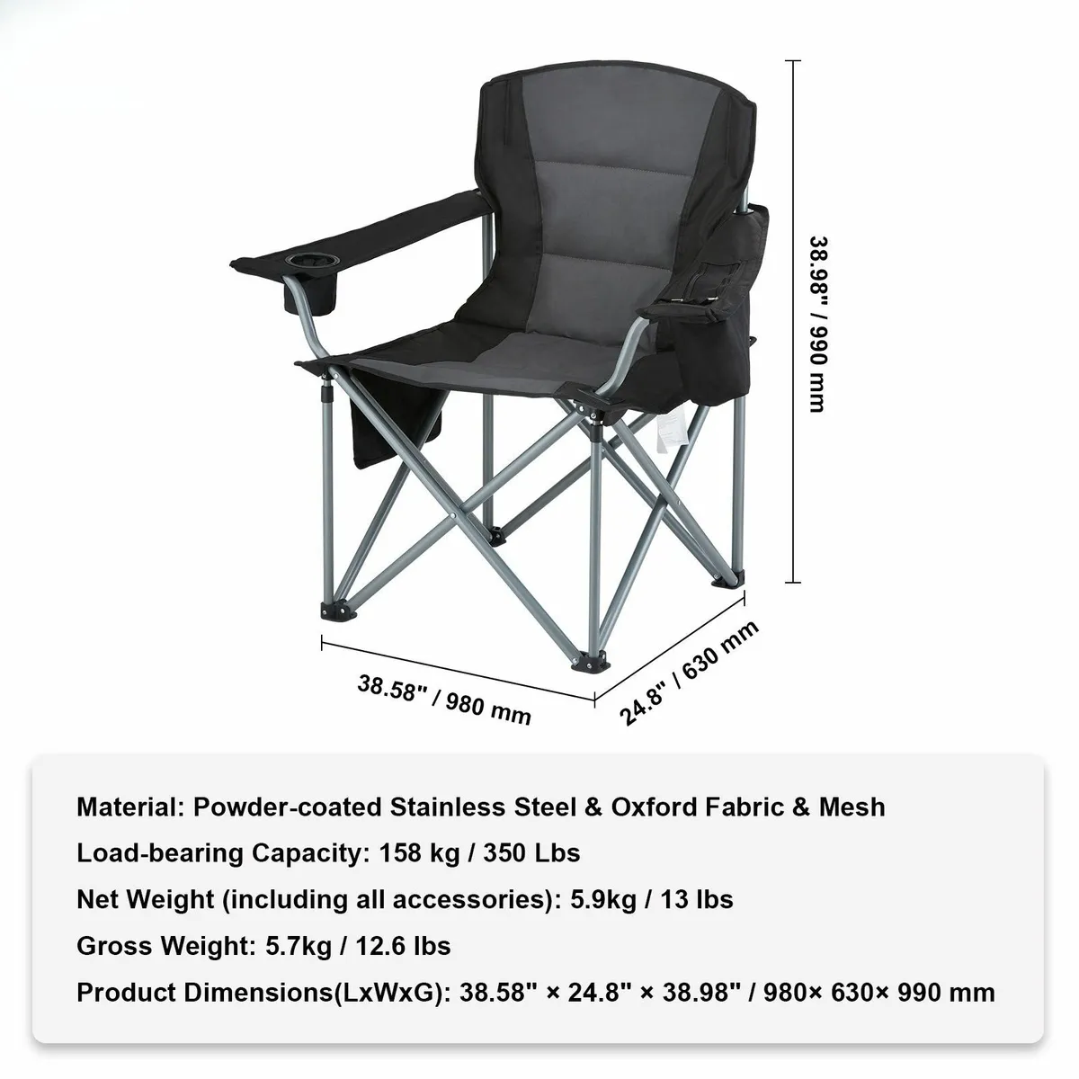 Camping Folding Chair for Adults, Portable Heavy - Image 3