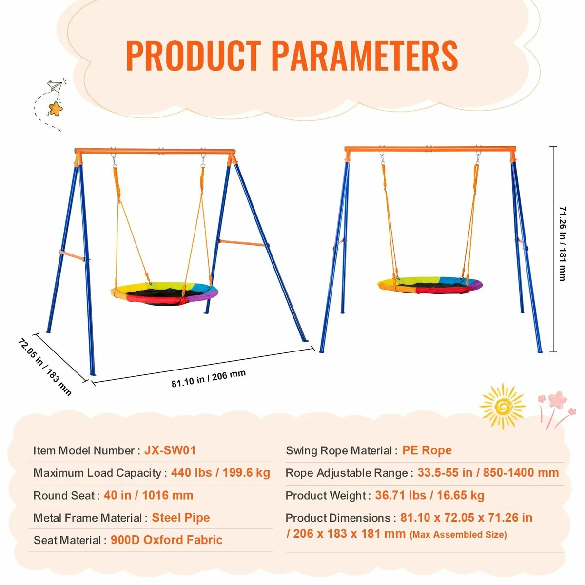 Swing Sets for Backyard 40in Saucer Swing Seat - Image 4
