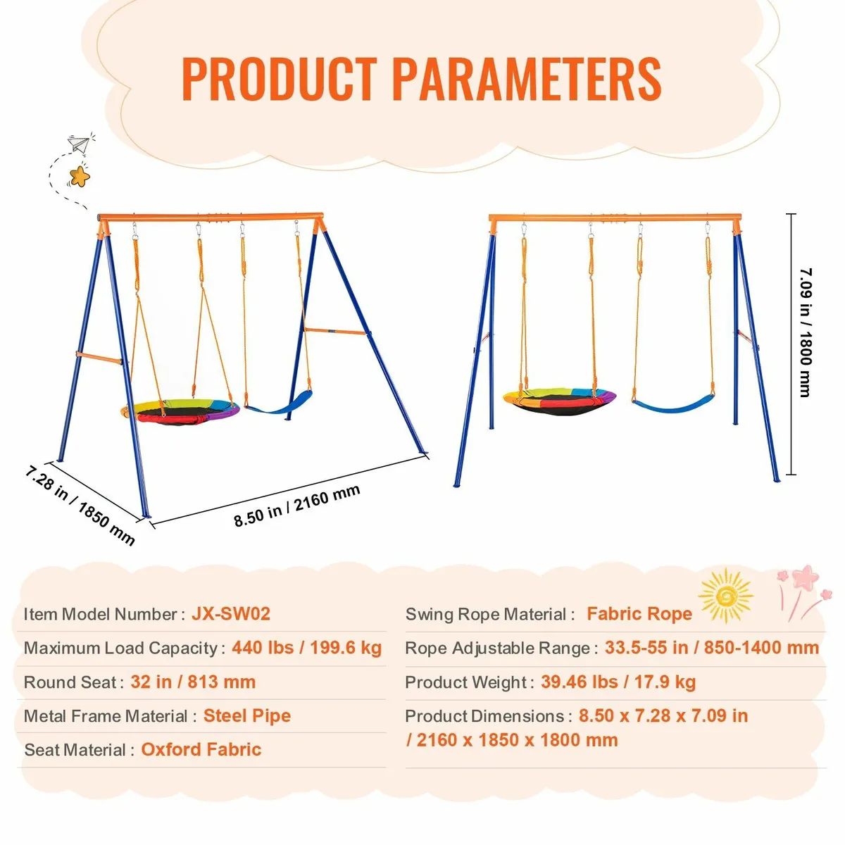 Swing Sets for Backyard 1 Saucer 1 Belt Swing Seat - Image 3