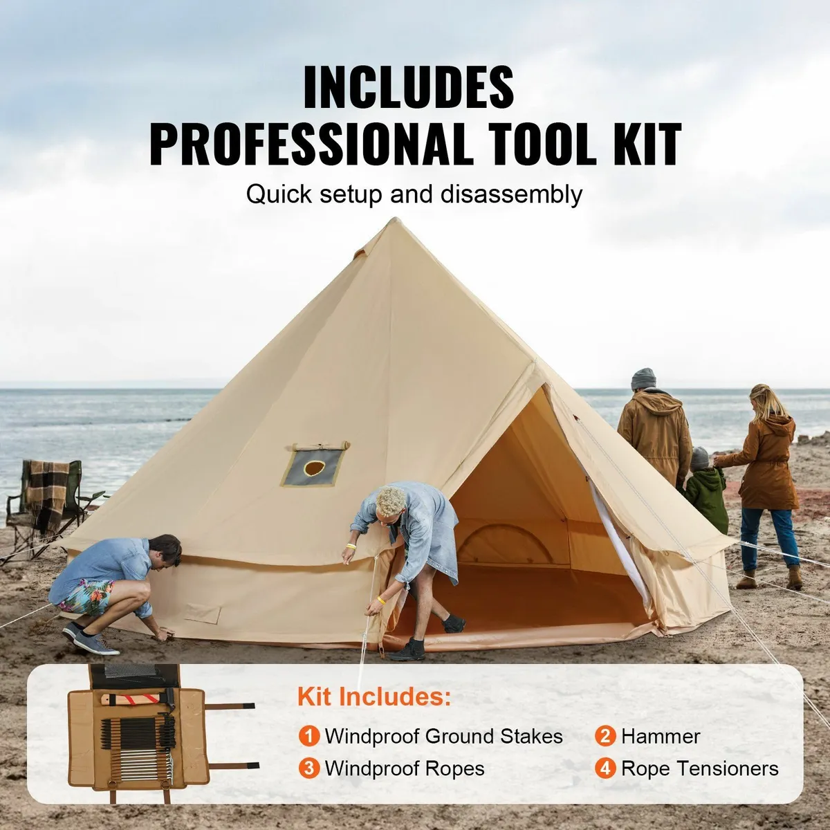 Canvas Bell Tent, 4 Seasons 3 m/9.8ft Yurt Tent - Image 3