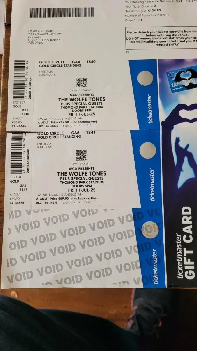 Wolfe Tone tickets ×2 - Image 1