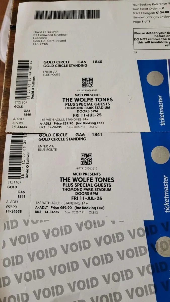 Wolfe Tone tickets ×2 - Image 2