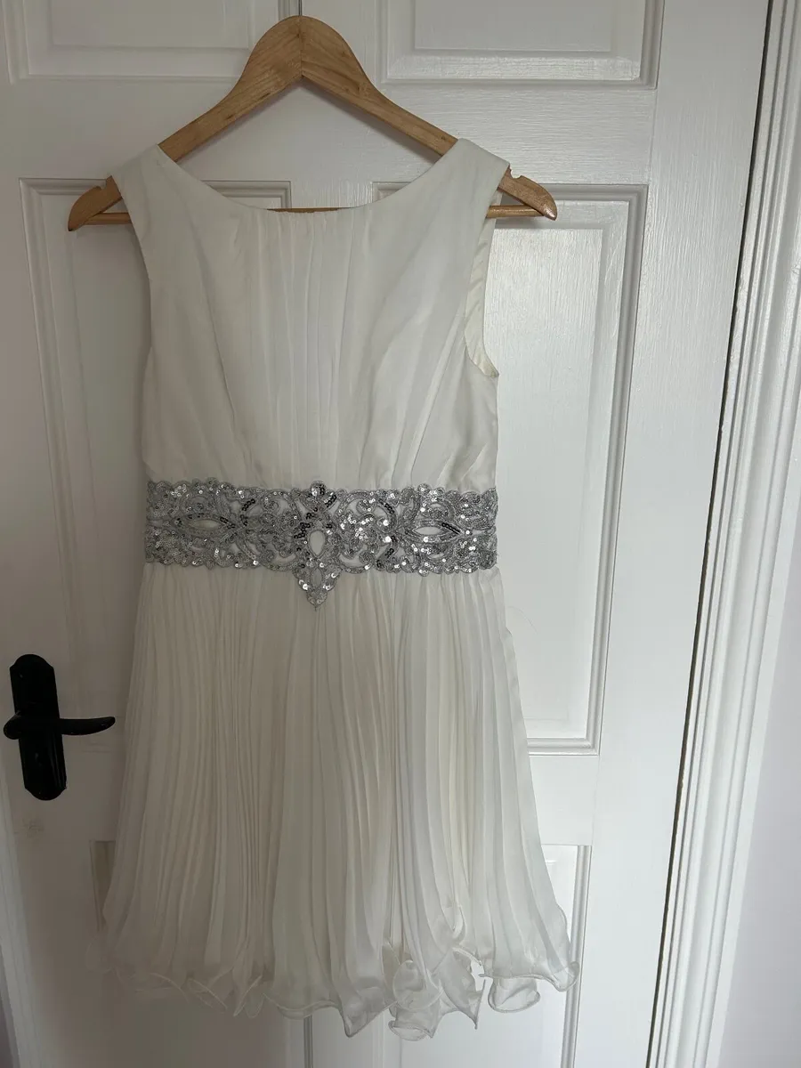 White Pleated Mini Dress - Image 1
