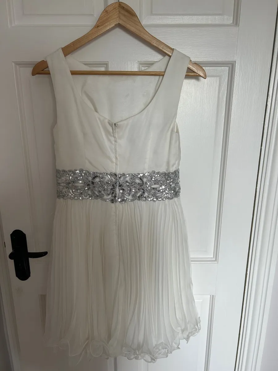 White Pleated Mini Dress - Image 2