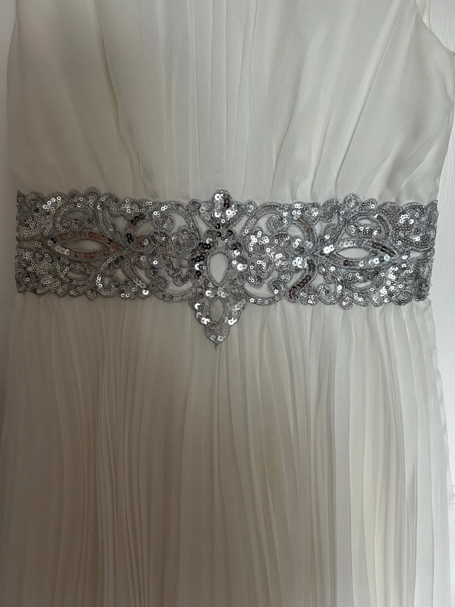 White Pleated Mini Dress - Image 3