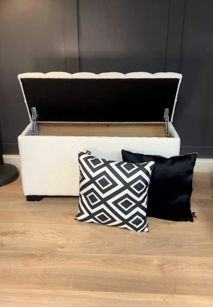 Boucle Ottoman with Storage – Custom Bench - Image 1