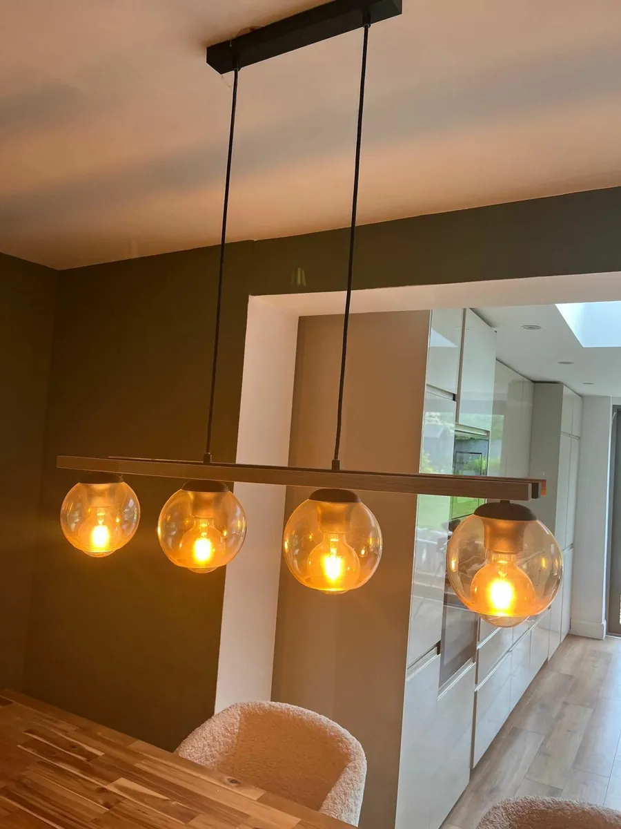 Lindby hanging light Enrique, amber, 4-bulb, glass - Image 2