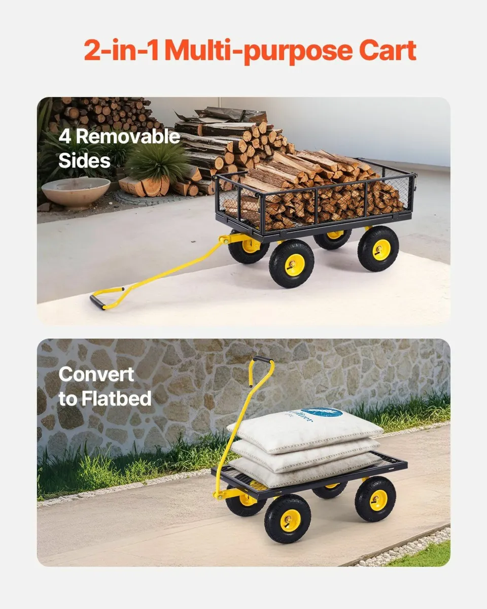 Steel Garden Cart 900lb Capacity Heavy Duty Yard - Image 1