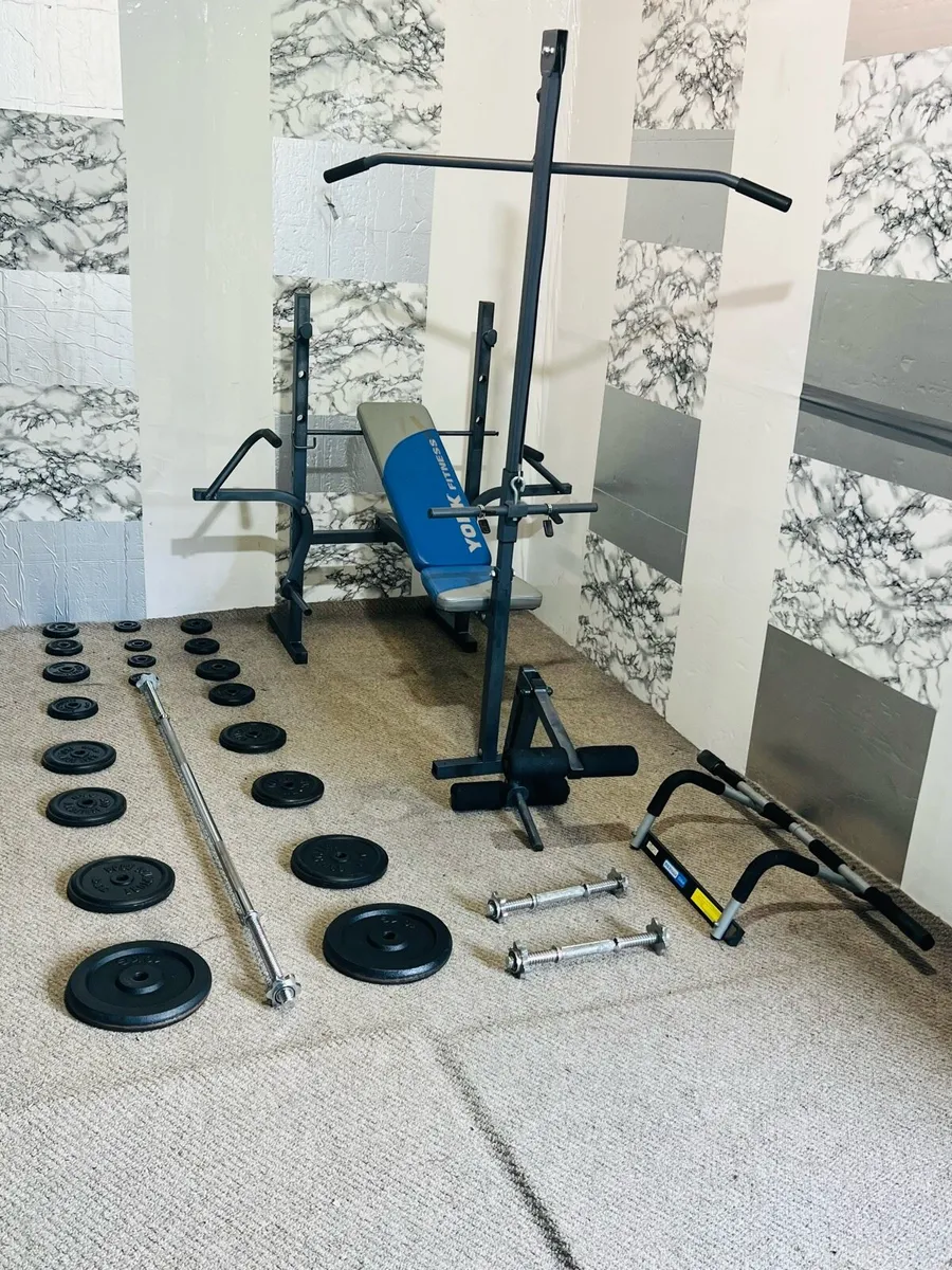 ALL IN ONE WORKOUT SET STEEL WEIGHTS BAR BENCH ++ - Image 4