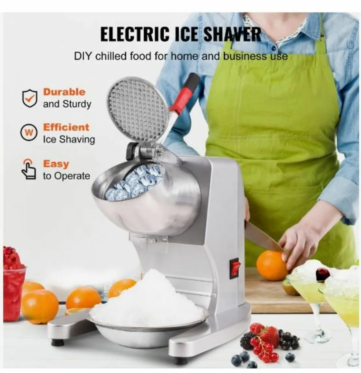 Electric Ice Crusher Machine 220LBS/Hr Snow - Image 2