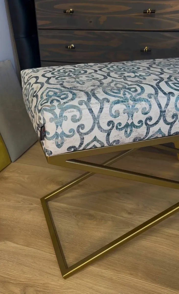 Metal Framed Bench in Antique Gold Finish – 100×40 - Image 3