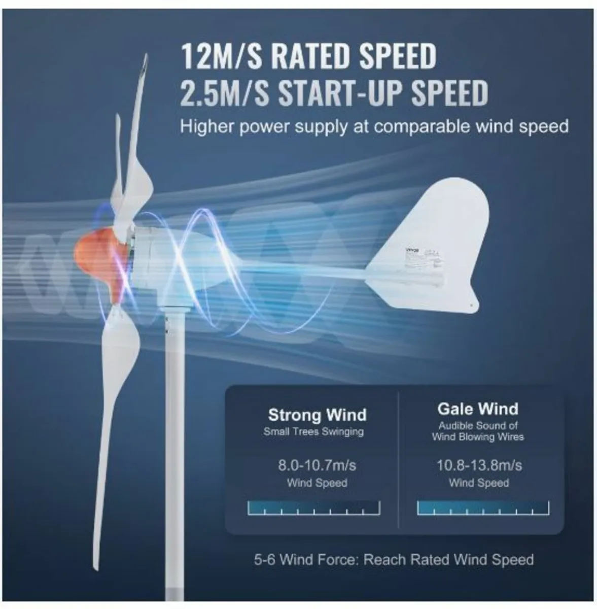 800W Wind Turbine Generator 12V 3-Blade Wind - Image 4