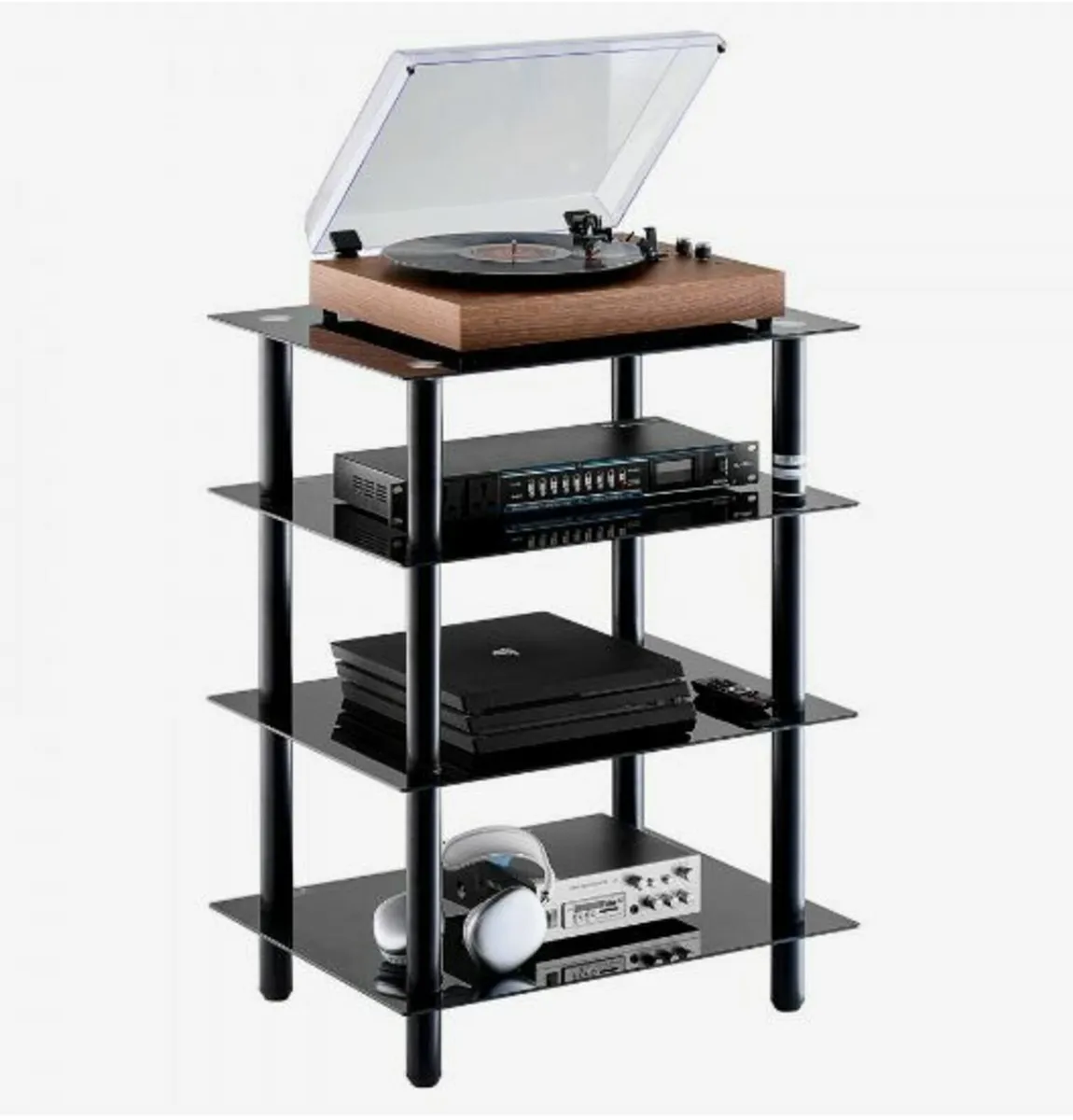 4-Tier AV Media Stand Strengthened Tempered Glass - Image 1